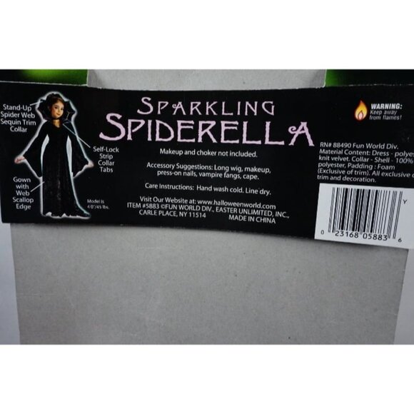 Child Spiderella Black Velvet Halloween Costume Size 4-6 - Picture 4 of 4